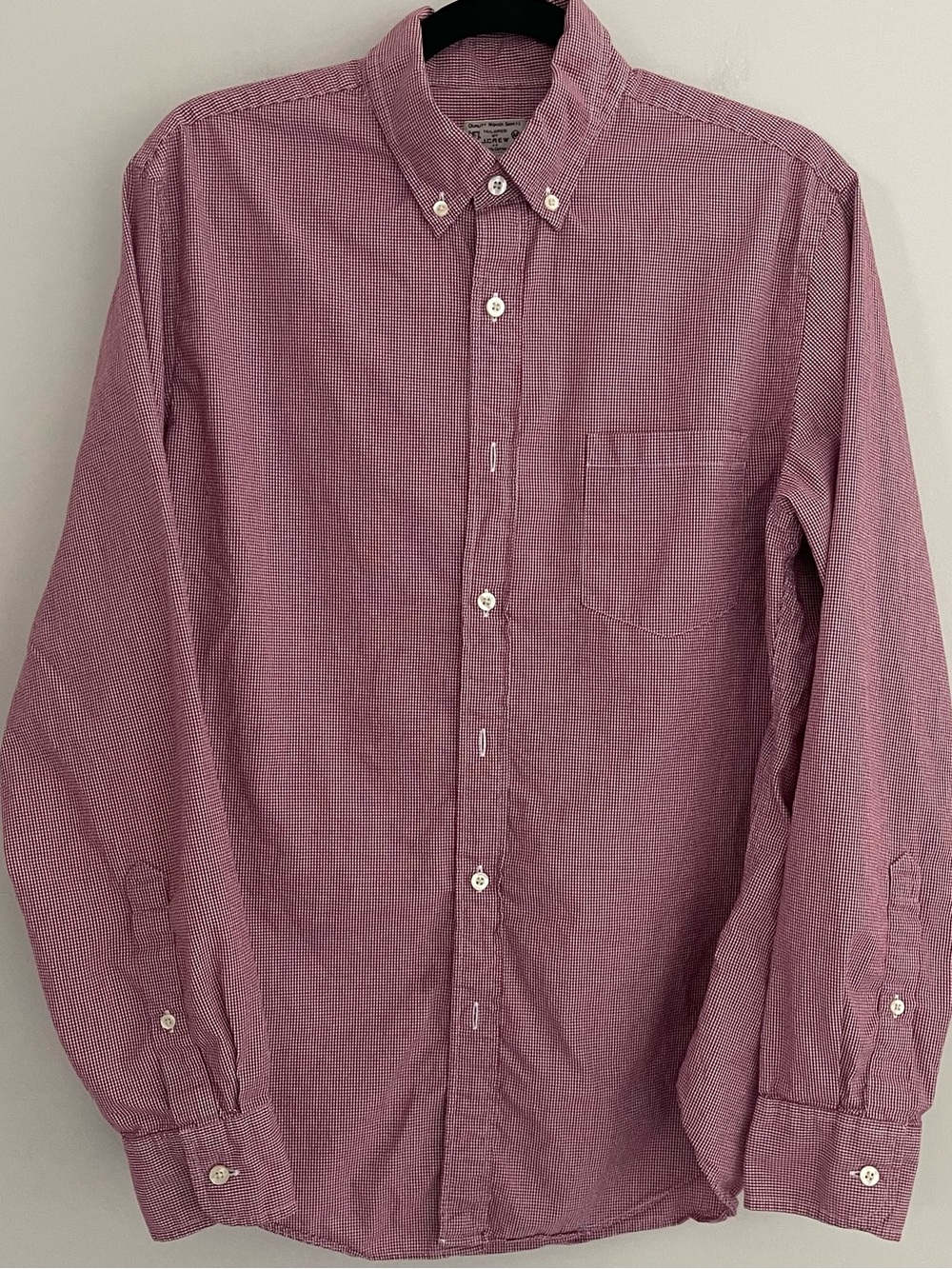J Crew Men's Gingham Button-Down Shirt in Burgundy